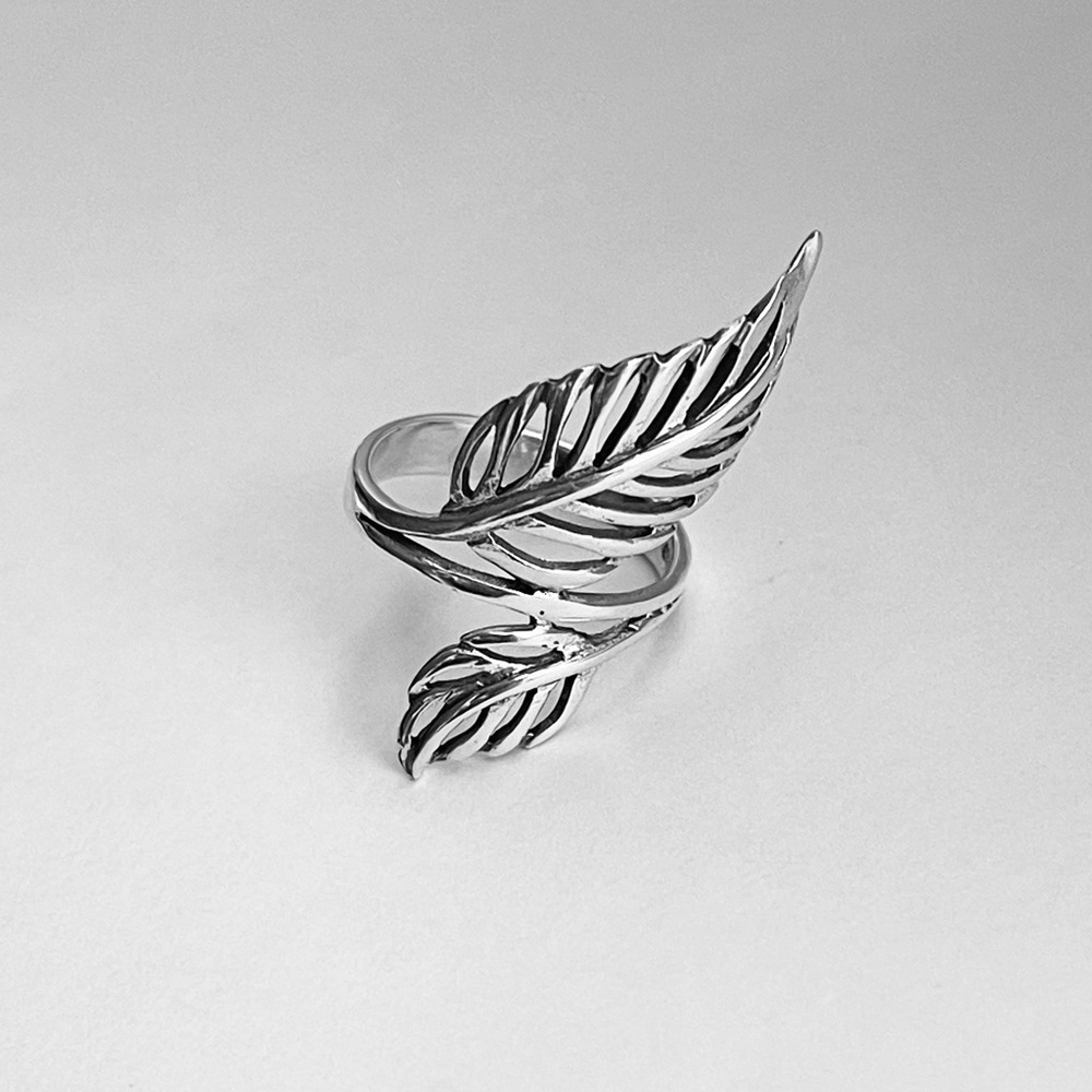 Sterling Silver Big Leaf Ring, Boho Ring, Silver … - image 3